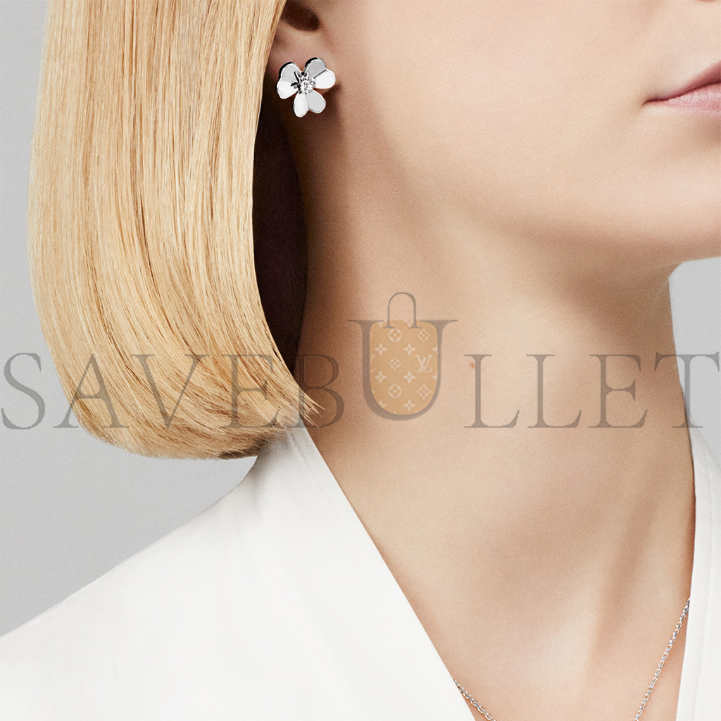 v*n cl*f arpels frivole earrings, small model - white gold, Di*m*nd vcard80200